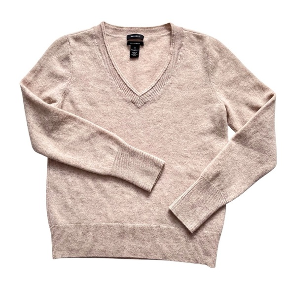 Halogen Sweater Cream 100% Cashmere V-Neck Pullover Size Small Medium - Picture 2 of 8